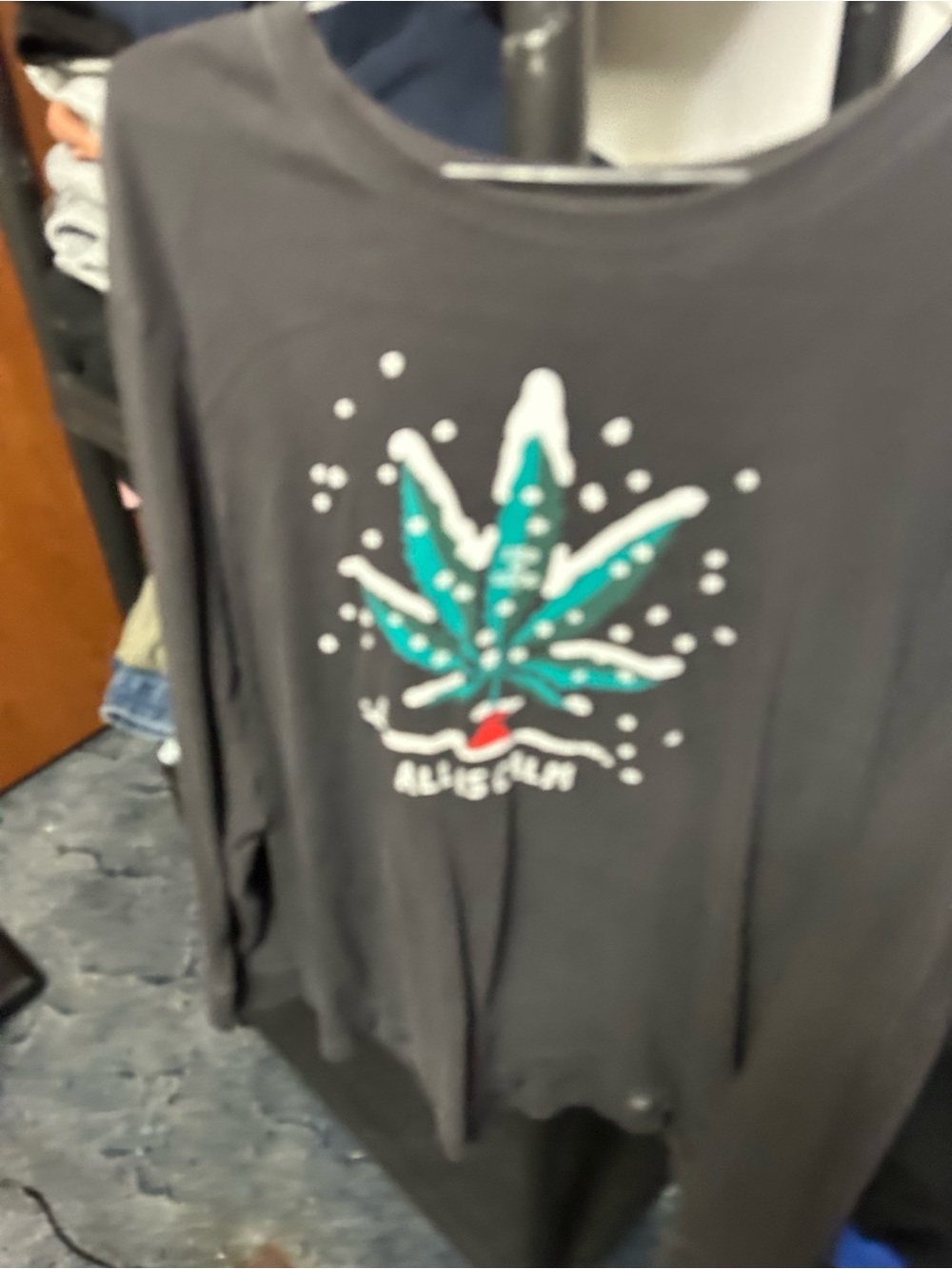 Life Is Good Men's Long Sleeve Black Shirt with Teal Graphic